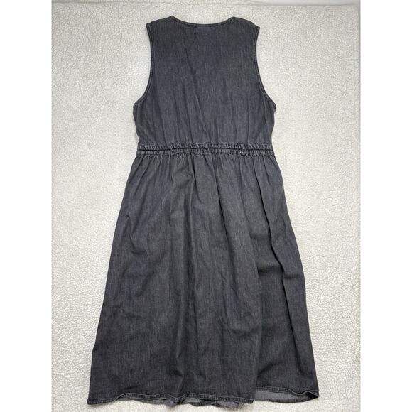 Vtg LL Bean Denim Button Front Jumper Dress Plus Size 20 Petite Grey USA Made - Picture 5 of 7